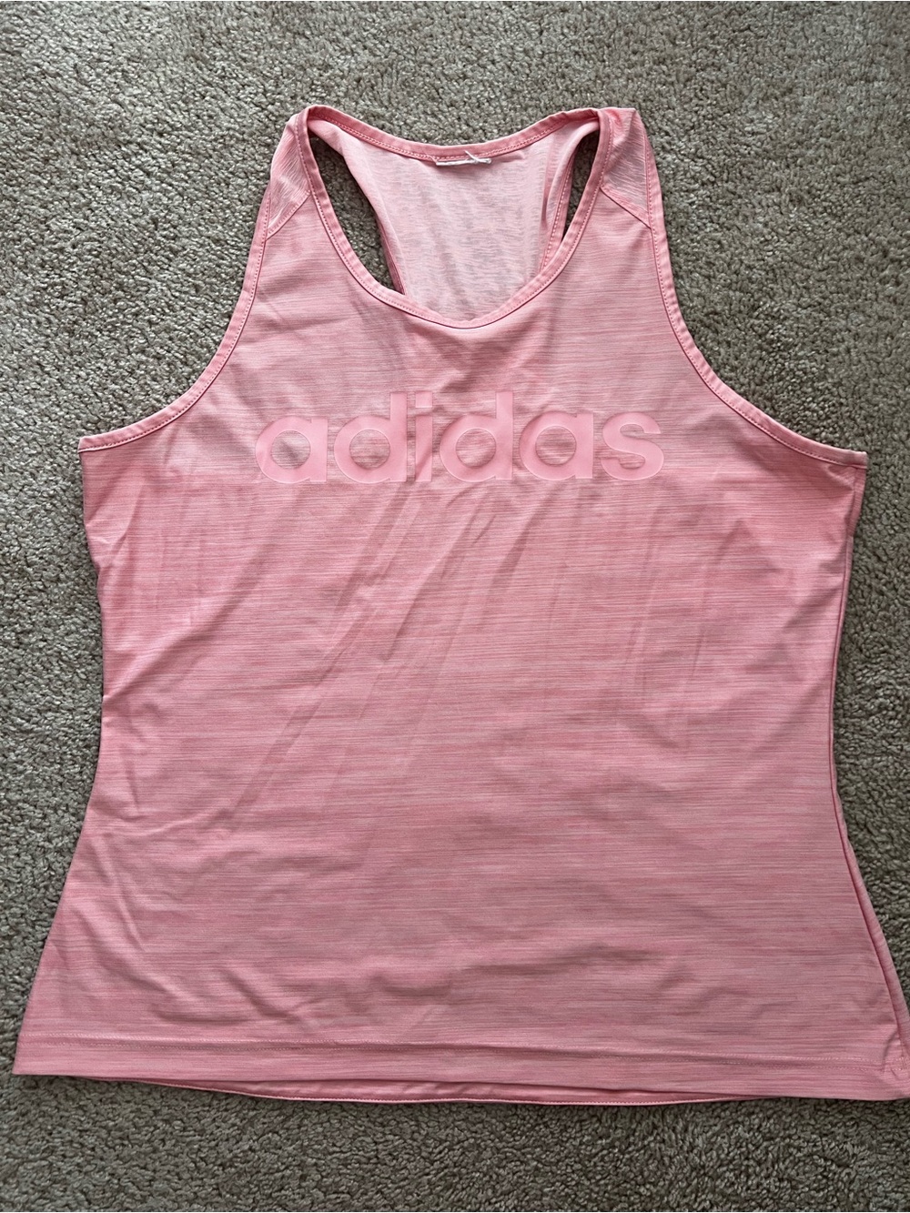 adidas Pink Racerback Athletic Tank Top - Picture 1 of 3